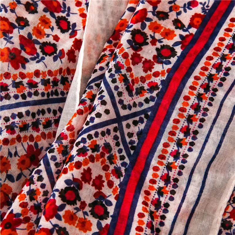 KYQIAO женский шарф с этническим принтом женские осенние Длинные boho печать шарф глушитель Пашмины Шаль для мусульманский хиджаб шарф-снуд
