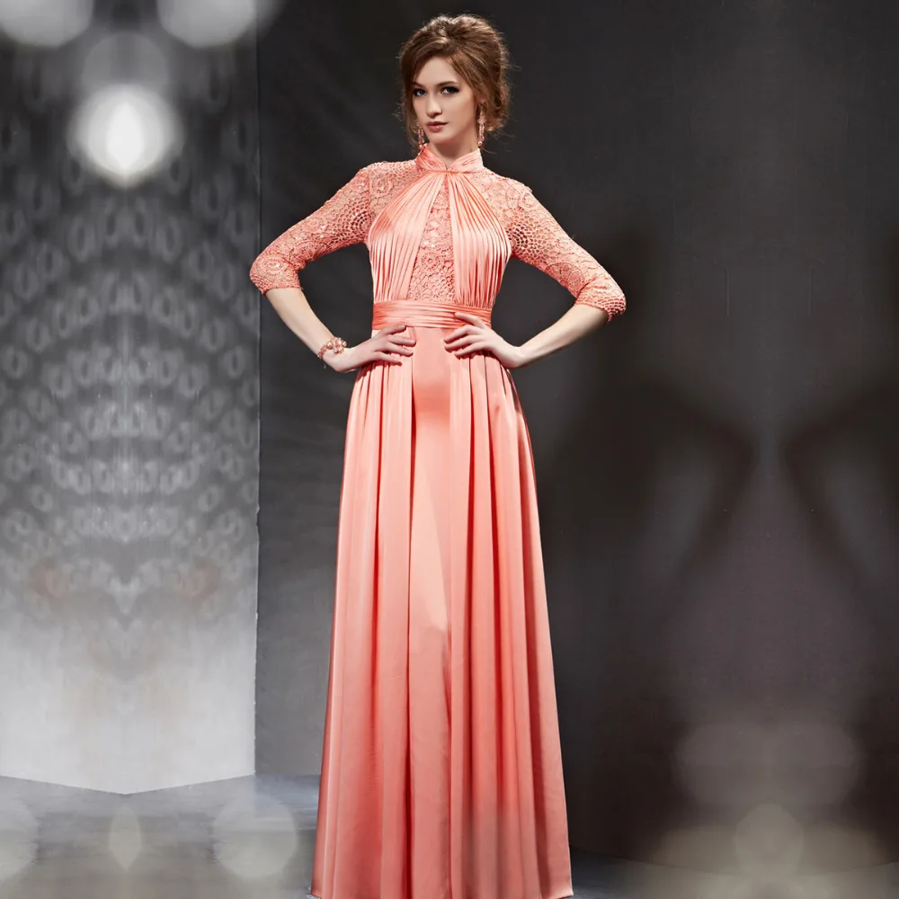 

vestido de festa longo Autumn Long Lace Sleeves Elegant Prom evening party gown 2018 abendkleider mother of the bride dresses