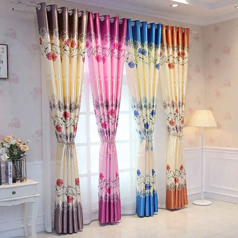 

1pcs Pastoral Printing Blackout Curtains Finished Bedroom Living Room Balcony Curtain Fabric Light Transmittance 40%-70% F8305