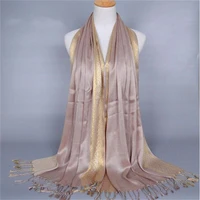 2021 new women gold cotton solid color muslim head scarf shawls and wraps pashmina bandana female foulard ladies hijab stores