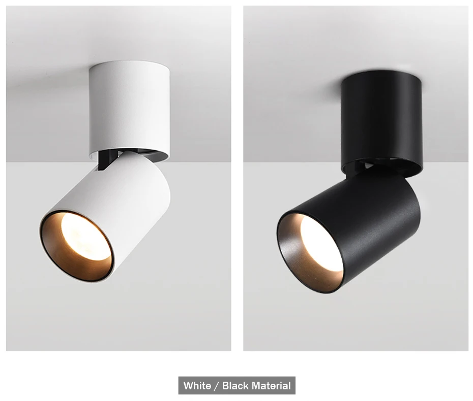 Черный/белый складной поверхностный монтируемый вниз светильник светодиодный с