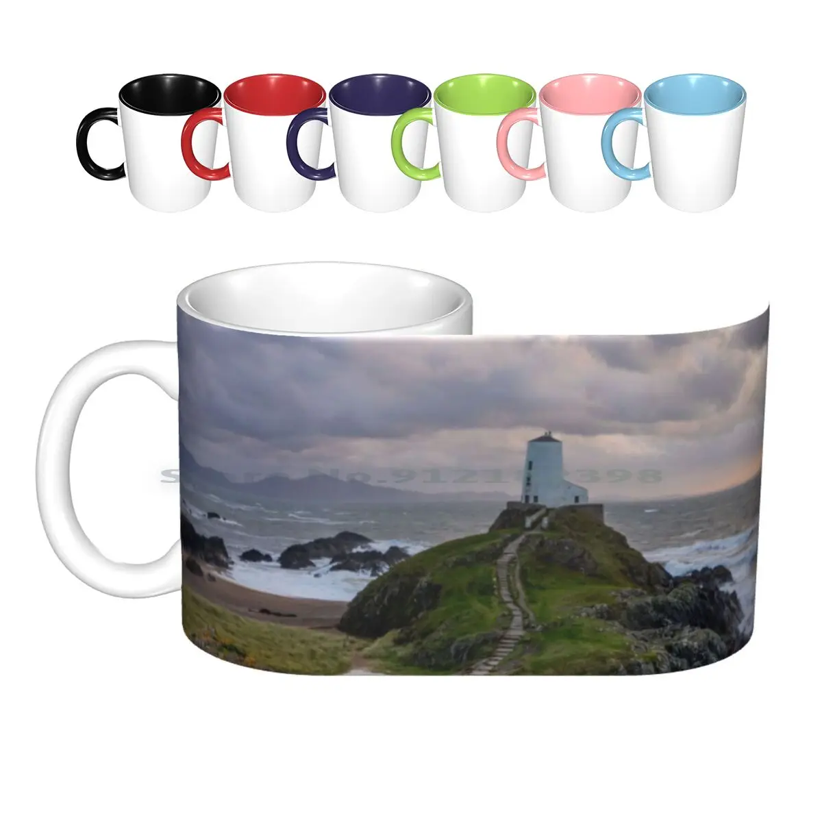 

Керамические кружки с изображением острова лэндвин, англеи, Уэльса, кофейные чашки, Кружка для молока и чая, с изображением пейзажа острова ...