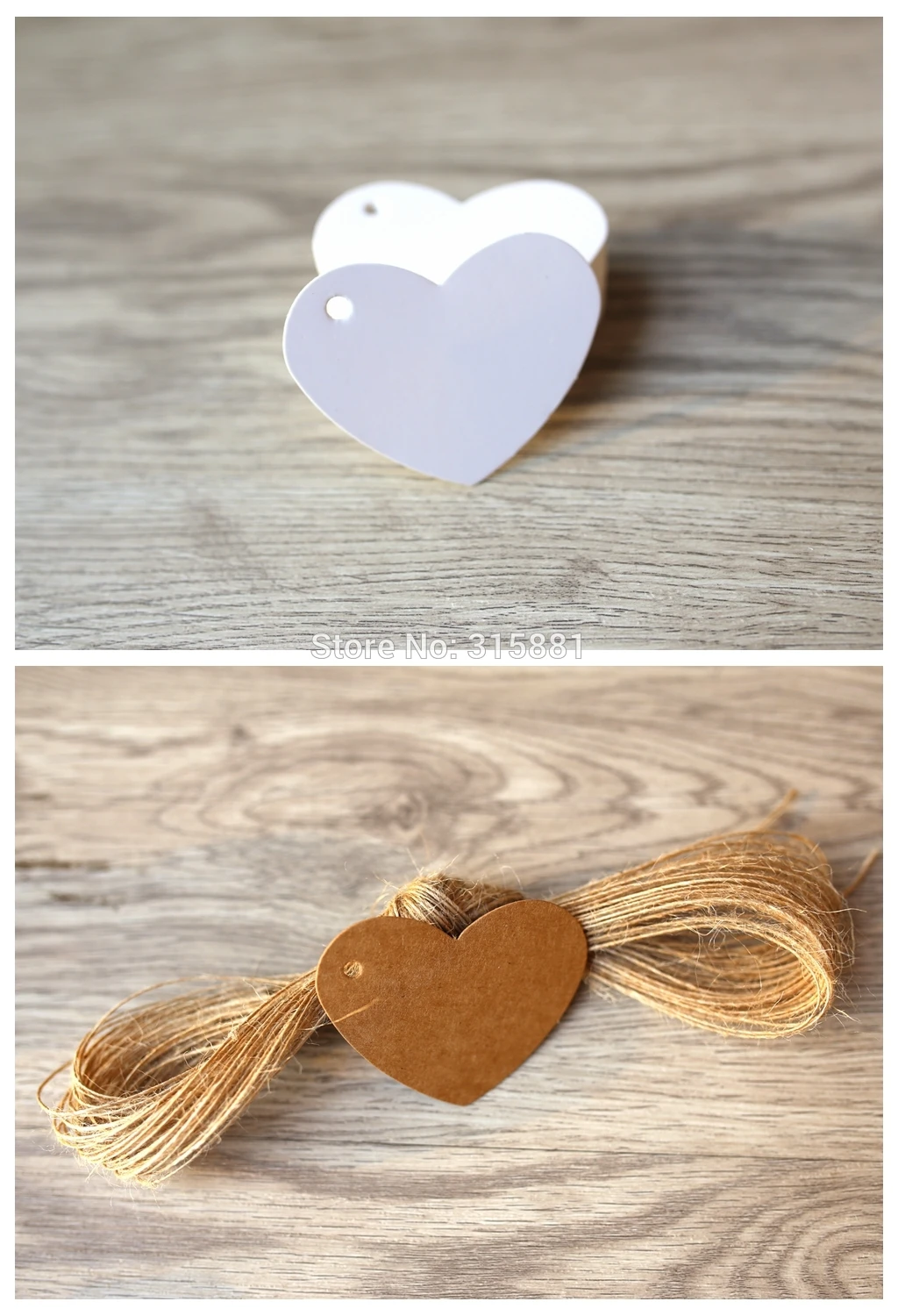 Белые коричневые черные крафт-бумажные бирки садовые этикетки сердце свадебное
