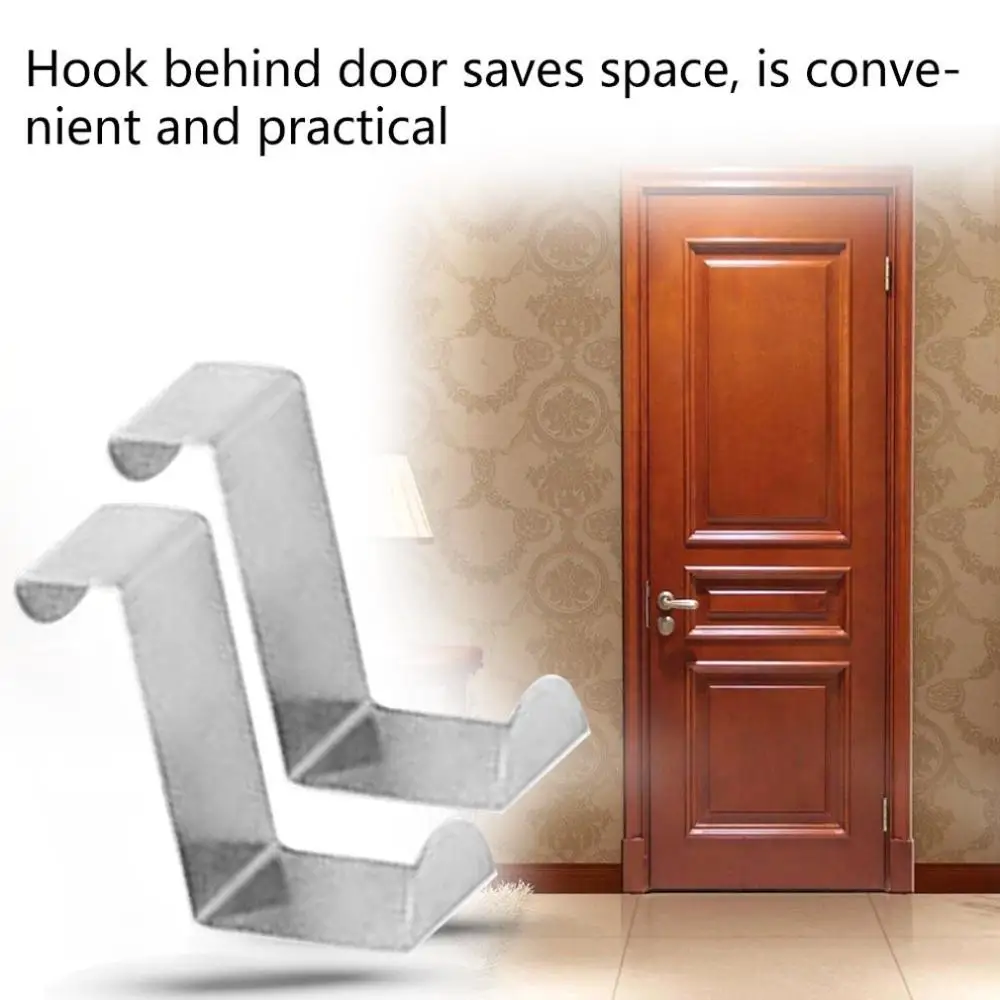

2PCS Door Hook Stainless Steel Kitchen Cabinet Clothes Hanger Kitchen Organizer Storage Rack Bedroom Tools Bathroom Accessories