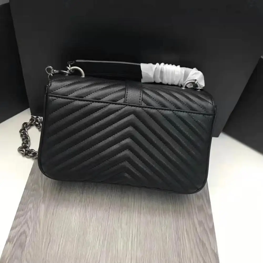 black with silver Лидер продаж, Модные Винтажные женские дизайнерские сумки, женские полосатые кожаные сумки золотого и серебряного цвета с цепочкой, сумка-мессенджер и сумка на плечо - Цвет: black with silver