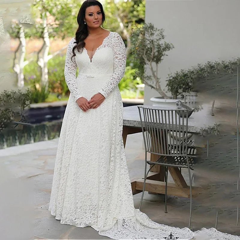 

V-neck Lace Applique Cap Sleeve Long Elegant A-line Wedding Dress with Lace-up Pearls Champagne Bridal Vvestido De Novia