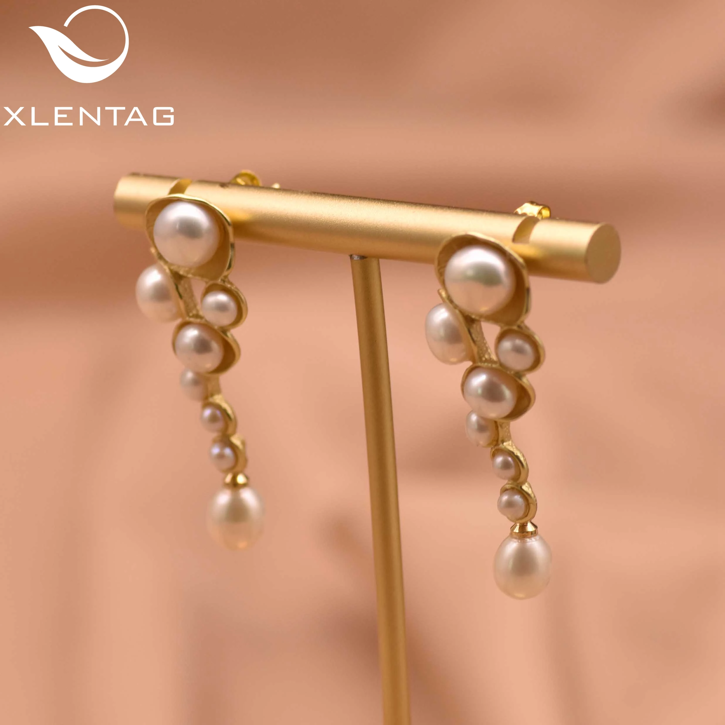 

Xlentag Pure Natural Freshwater Pearl Stud Earrings 925 Sterling Silver Ear Pin Womens Wedding Birthday Gifts Jewelry GE0330B