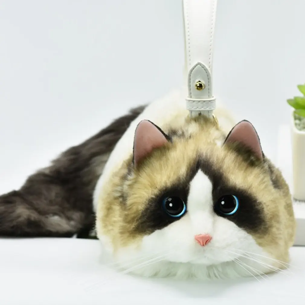 

Симпатичная сумка в форме кошки из плюшевого материала, персональная Изысканная сумка-мессенджер в японском стиле для девочек
