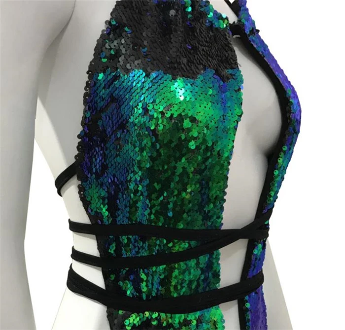 Новый дизайн Бразильское бикини с блестящими блестками и глубоким V-образным