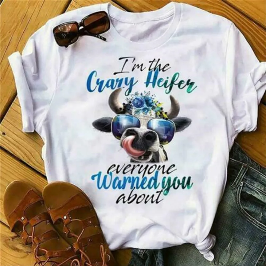 Я сумасшедшая телка все предупредили вас о женской футболке хлопок S 3XL футболка