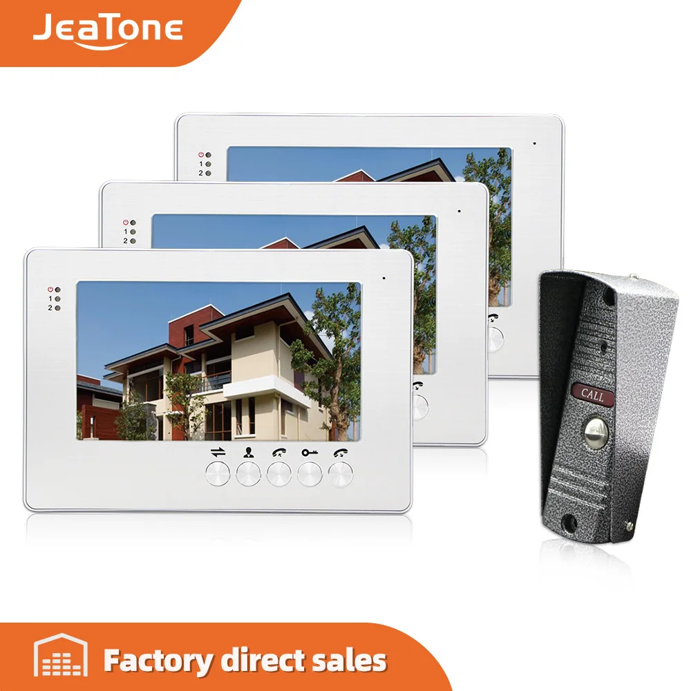 Видеодомофон JeaTone 7 "Проводной ручной ключ домофон камера 1200TVL для улицы ночное