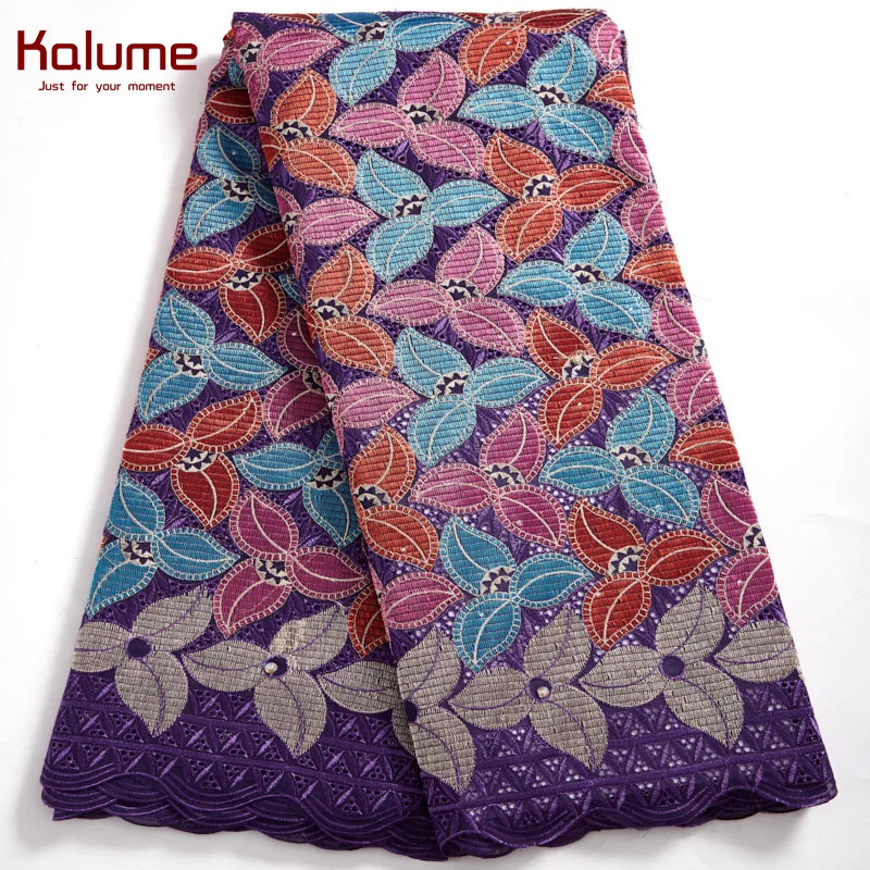 

Kalume African Cotton Lace Fabric Swiss Voile High Quality Nigerian Lace Fabric Stones 5 Yards For Diy Dress Sewing Party H2565