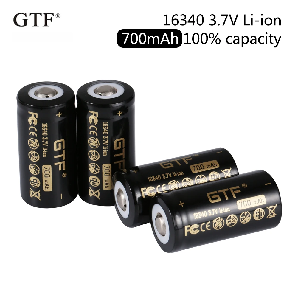 GTF оригинальный 16340 Батарея 3 7 V 700 мА/ч Перезаряжаемые Li Ion CR123 CR123A LR123A клетки для