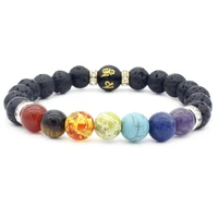new fashion trend european and american exaggerated volcanic stone six word truth buddhist jewelry bracelet
