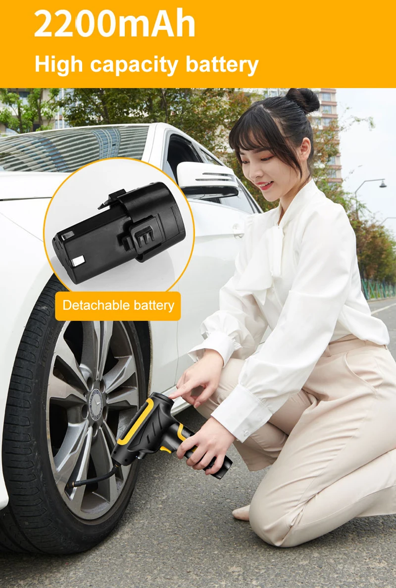 Беспроводной надувной насос 120 Вт перезаряжаемый воздушный компрессор батарея