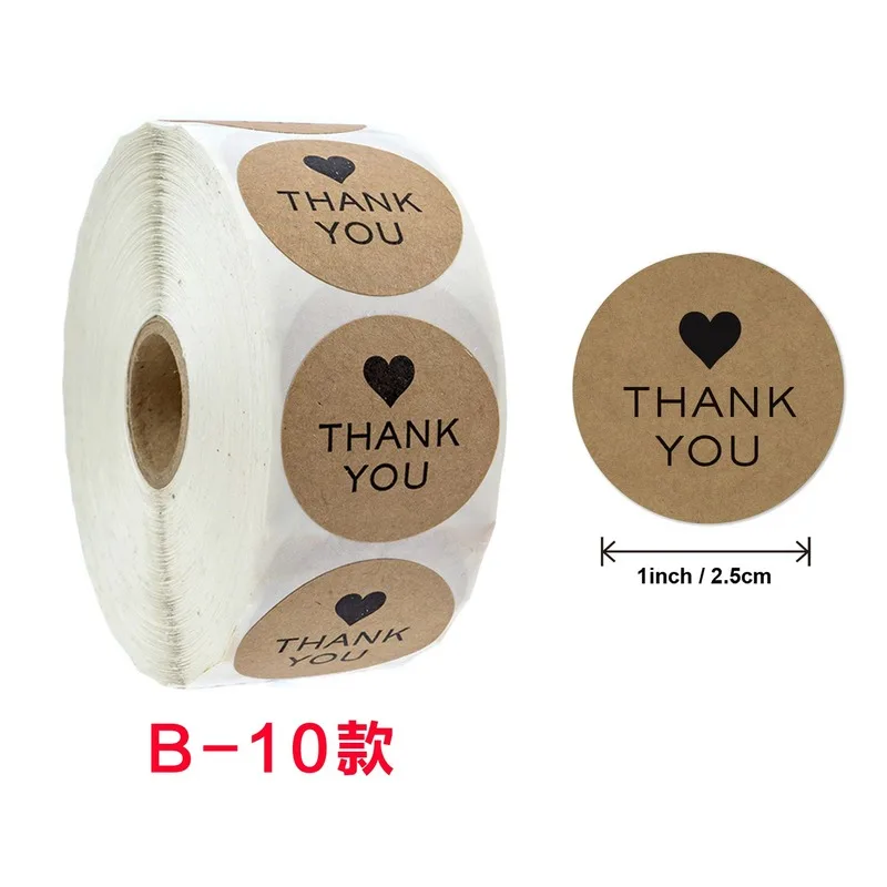 500pcs/roll Kraft Paper Round Thank You Stickers for Package Seal Labels Custom Sticker Handmade Decoration Gift Wedding | Украшения и