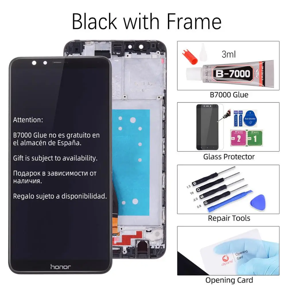 Black with Frame Дисплей для huawei Honor 7x Дисплей Сенсорный экран, с корпусом, запасные части для Honor 7x ЖК-дисплей Дисплей BND-L21 BND-L22 BND-L2 - Цвет: Black with Frame