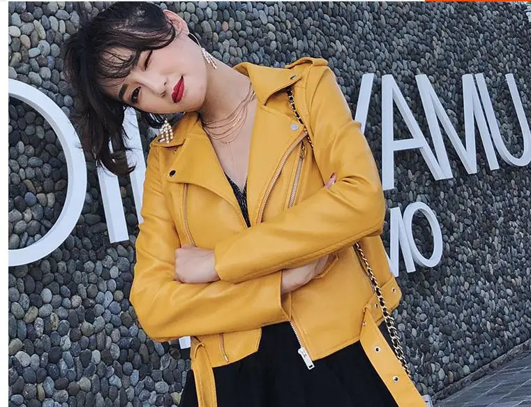 

Модный стиль, женские тонкие Куртки из искусственной кожи, высокая уличная Женская куртка, Байкерская Качественная верхняя одежда