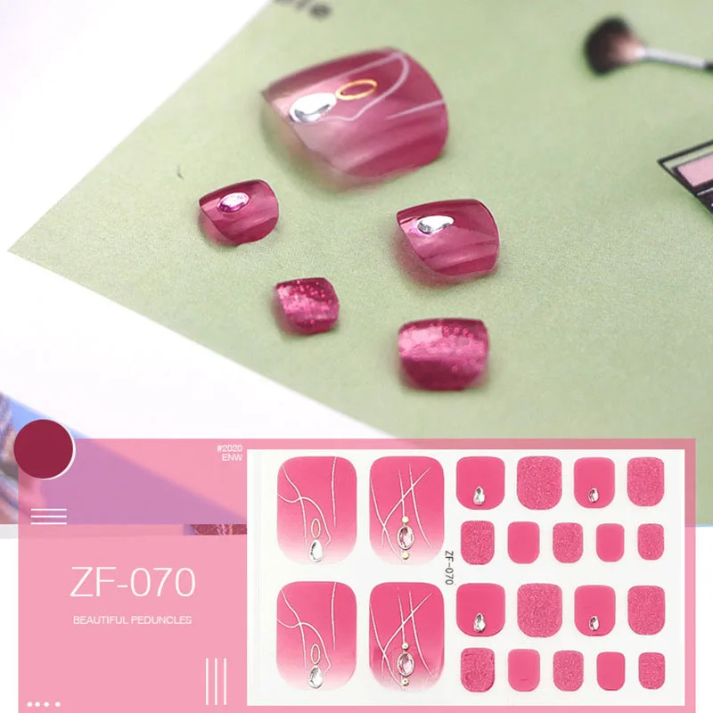 

5D Bronzing Summer Refreshing Imitation Diamond ToeNail Polish Stickers Waterproof Glitter ToeNail Patch Blooming ToeNail Strips