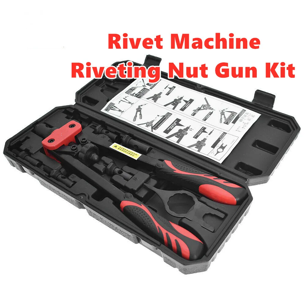 

14inch Rivet Nut Tool Hand Blind Riveter Rivet Nut Gun Kit CR-V Threaded Rivet Setting Tools W/ Sturdy Black Box M3 M4 M5 M8 M10