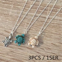 3pcs1 set of turtle necklace creative cute turtle pendant in 3 colors fashion jewelry for men and women gifts for couples