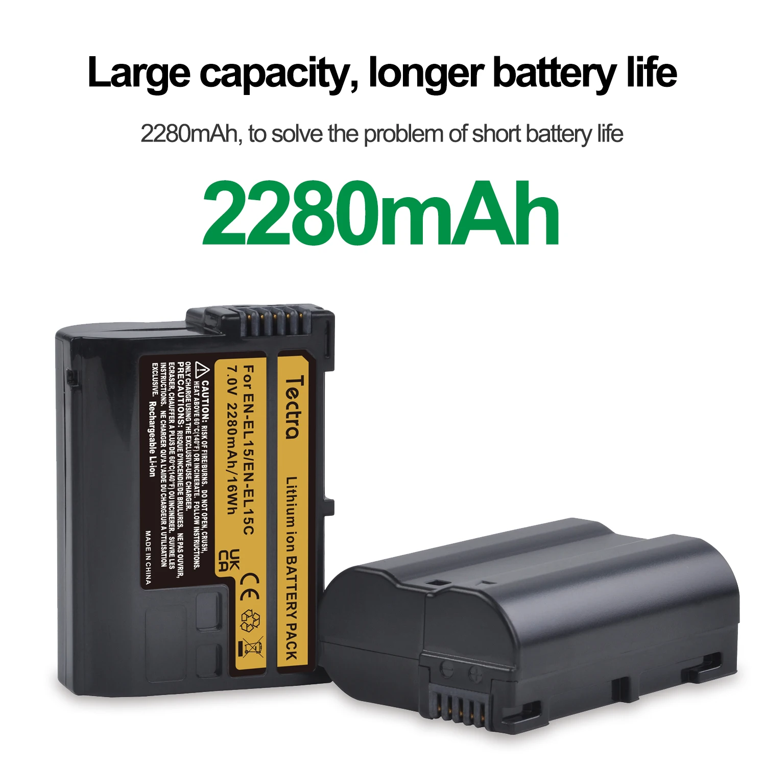 

7V 2280mAh EN-EL15C EL15C EN EL15 Rechargeable Battery Pack for Nikon Z5, Z6, Z6 II, Z7, Z7II D780, D850, D7500, D500, D600