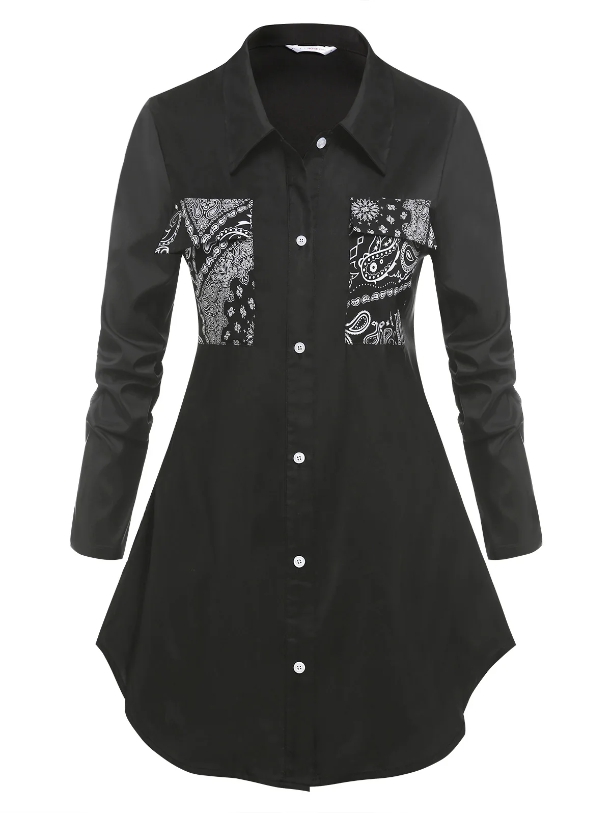 Винтажная рубашка с карманами и принтом пейсли на пуговицах в стиле ретро модная