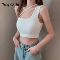 irregular camisole swimsuit party club sexy knitted camisole ladies sleeveless solid color simple ultra short tube top matching