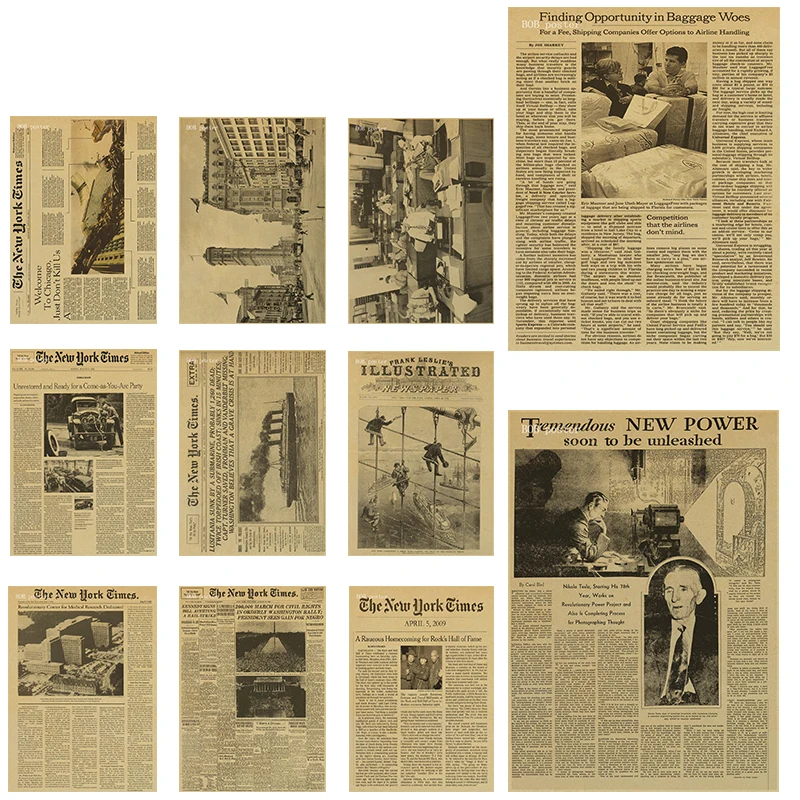 

Newspaper Posters Vintage Kraft Paper Art Painting Study Bedroom Living Room Decorative Painting Posters Wall Decor
