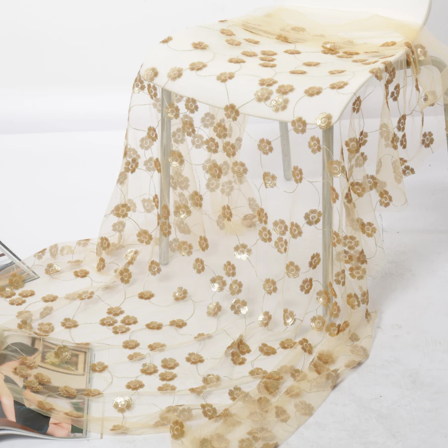 5 ярдов блесток вышивка ткань пятно кружева сетки с блестками для вышивки платье