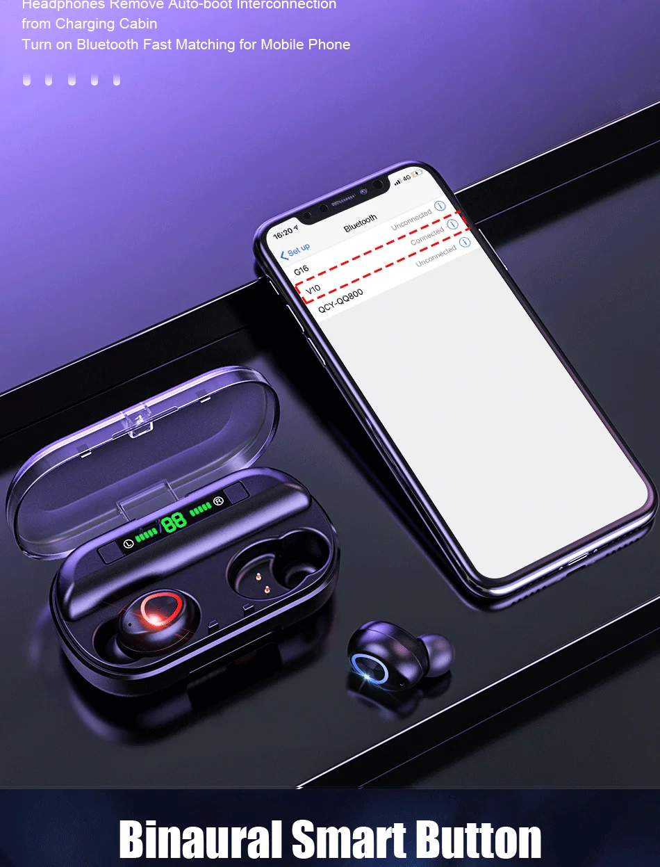TWS беспроводные Bluetooth наушники с дисплеем питания сенсорное управление Bluetooth наушники водонепроницаемые шумозащитные спортивные наушники