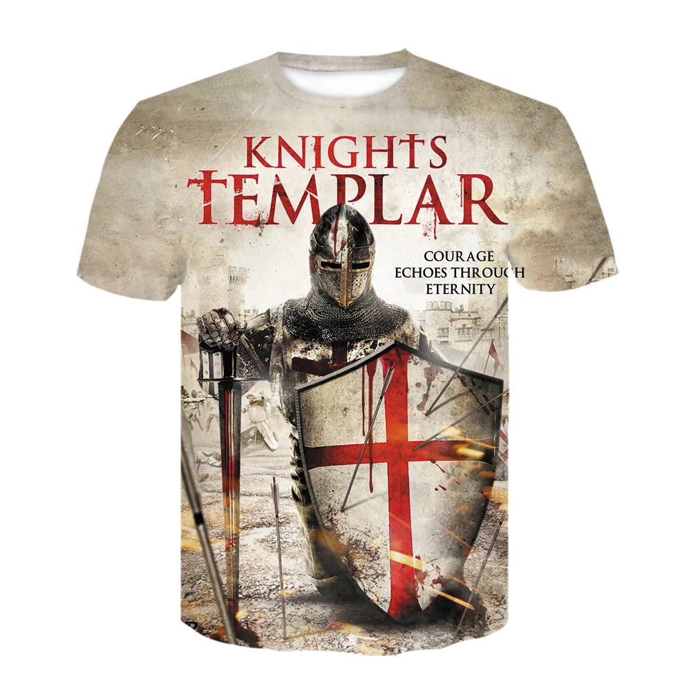 

NEW Short-Sleeved Knights Templar T-Shirt Casual Knight Men's T-Shirt Anime 3D printing t-shirts for men tee shirt homme