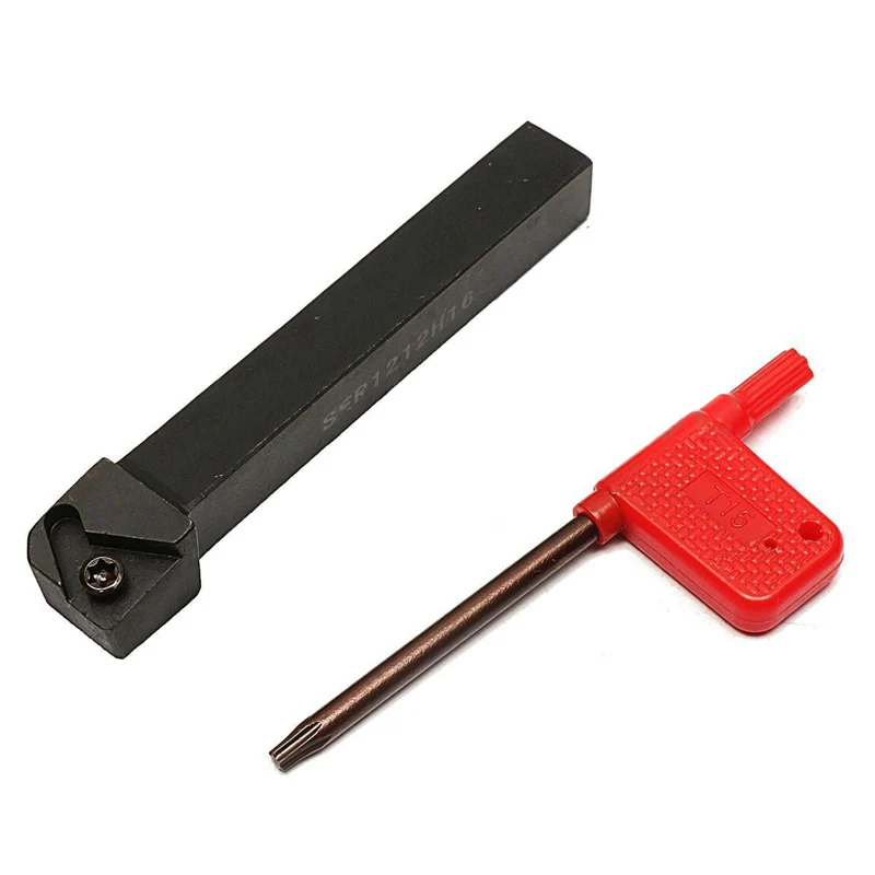 

SER1212H16 12mm Threading Lathe Turning Tool + 10X 16ER AG60 Insert + T15 Wrench