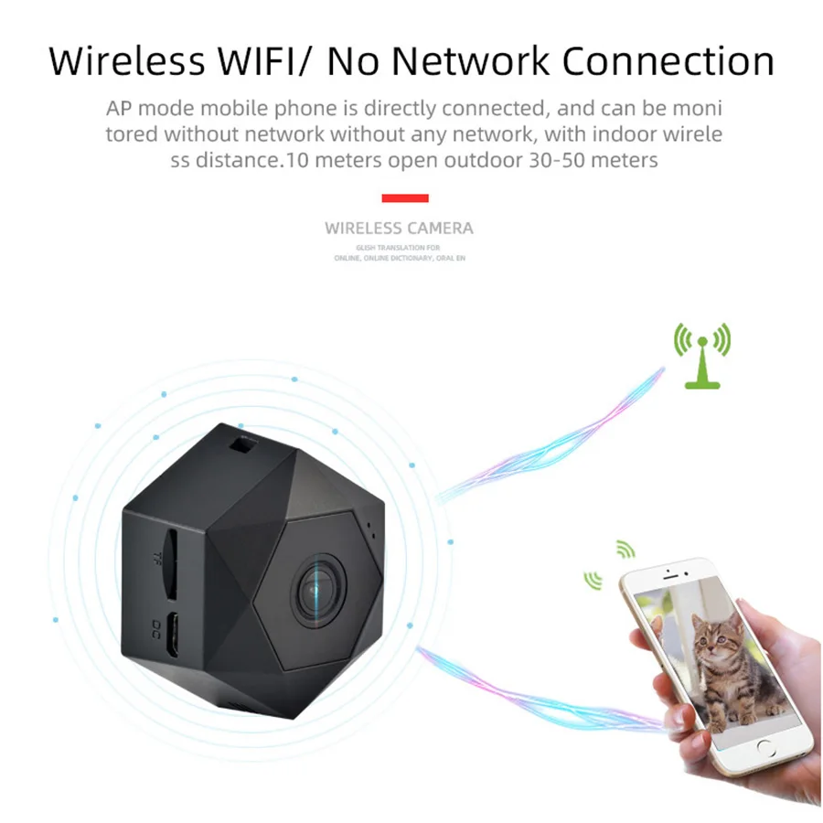 1080p широкоугольная ip камера беспроводная мини Wi Fi ночного видения 2 МП умная