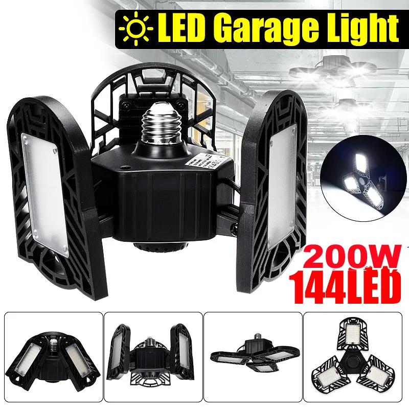 

200W LED Fan Garage Lights E27 Bulb 6000-7000K AC85-265V 2835 Led High Bay Lamp Super Bright Industrial Lighting for Workshop