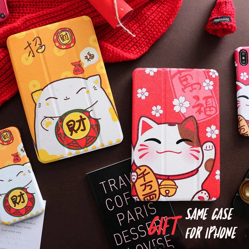 Чехол с откидной крышкой Fortune Cat для iPad Pro 9 7 11 air 10 5 12 2 2020 Mini 3 4 2019 чехол планшета