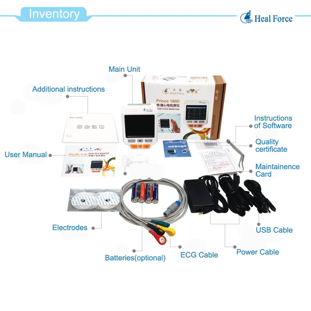

3.5 inches LCD Medical Portable ECG EKG Heart Rate MonitorChest Limb Electrocardiograph 3 channel 4pcs Lead Wires Household Care