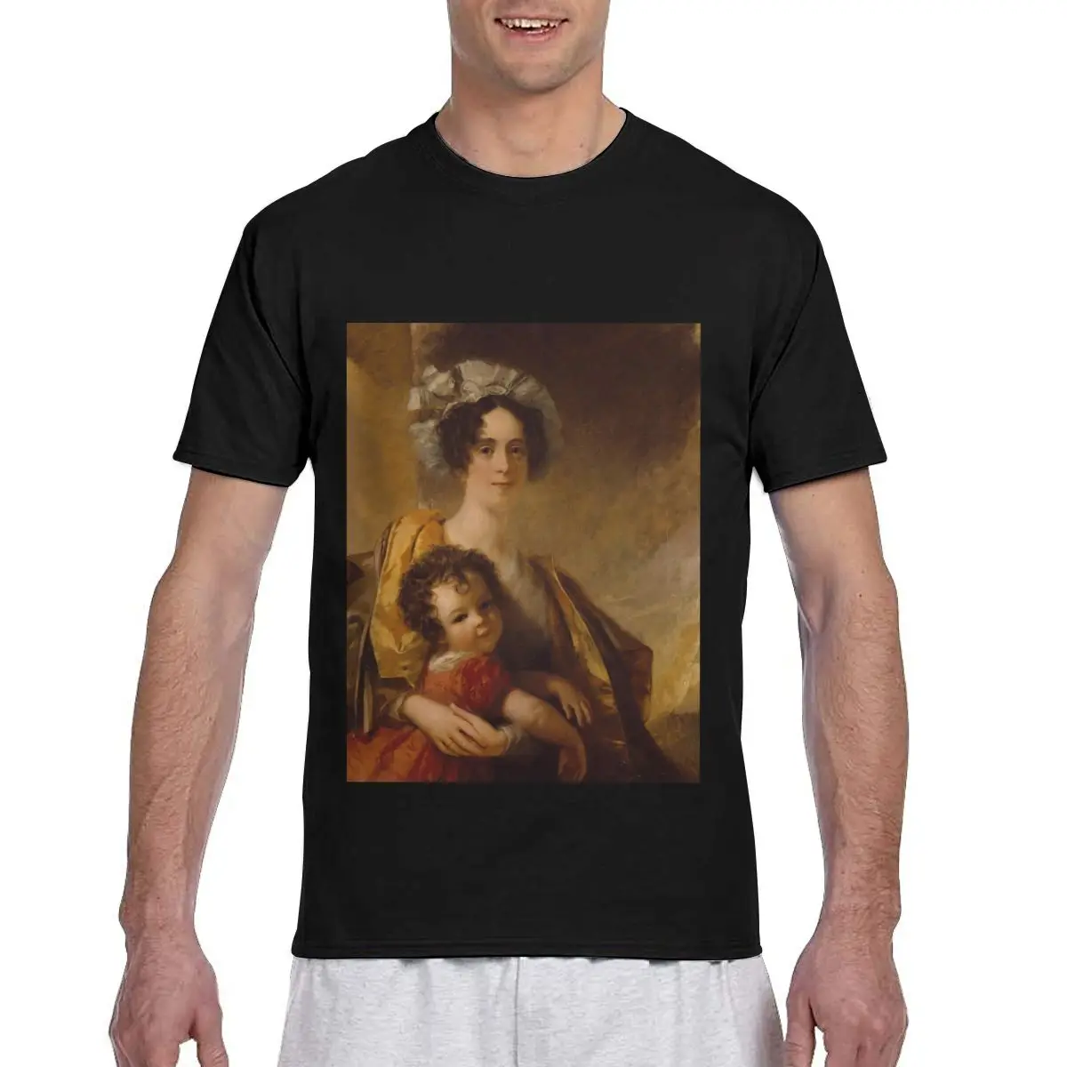 

Футболка с коротким рукавом, круглым вырезом и принтом, в стиле хип-хоп