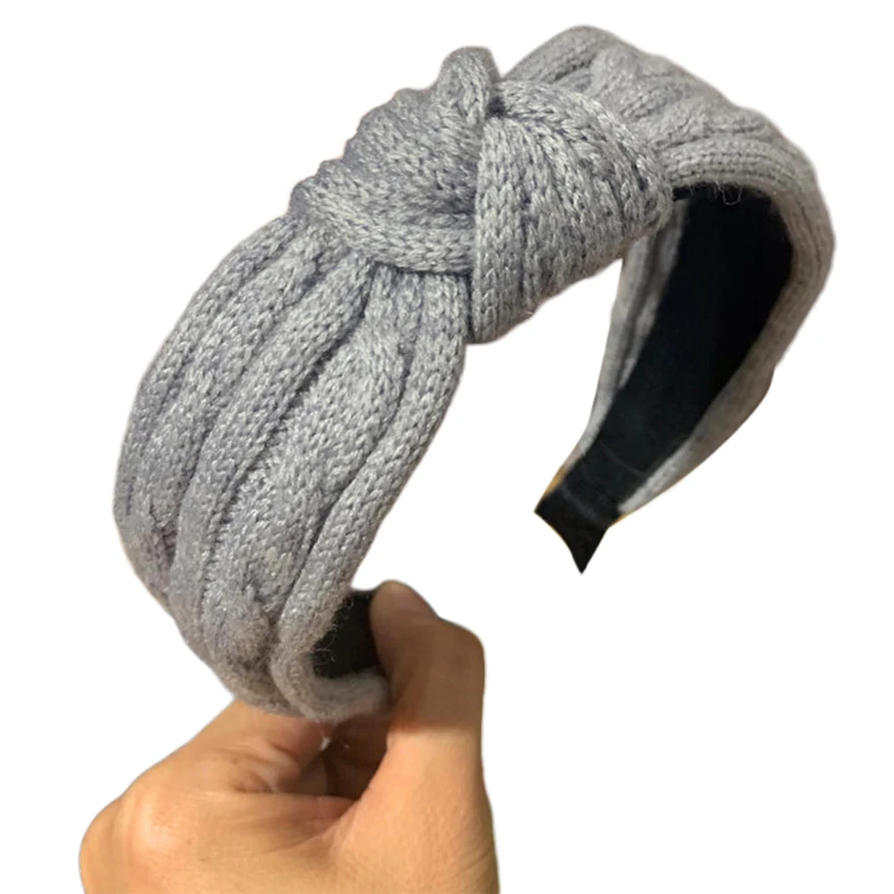 

Women Solid Color Knotted Knitted Headband Autumn Winter Hair Hoop Accessory