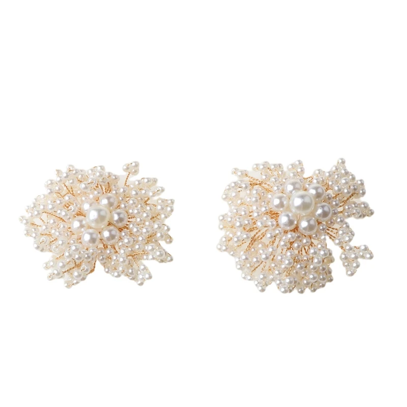 

Bridal Rhinestone Shoes Buckle Women High Heel Decorations Faux Pearl Shoe Clip