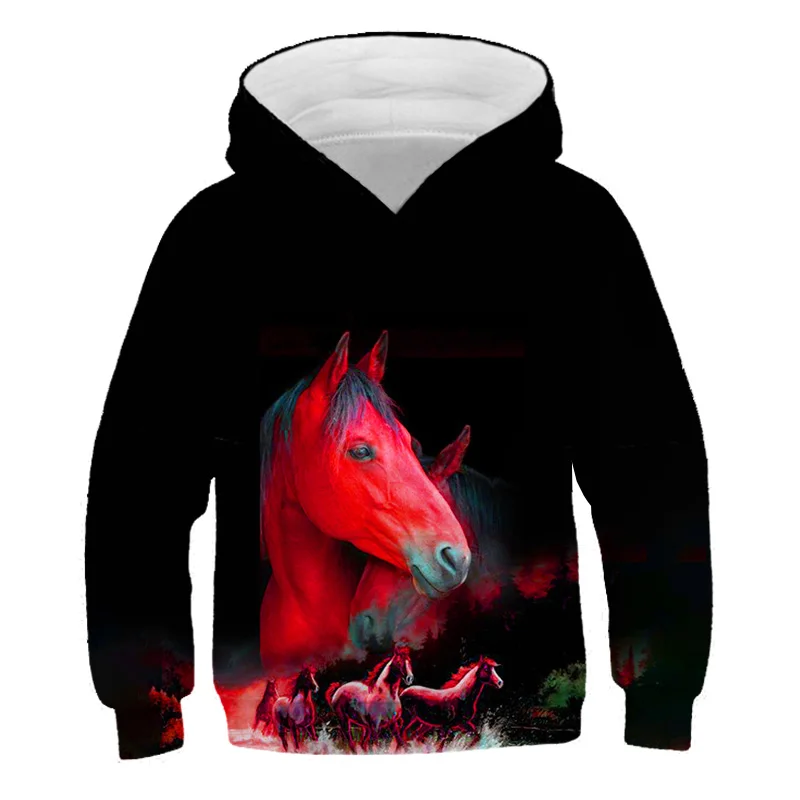 

2021 Imcute Baby kids Clothes Sweatshirts For Boys Girls Hoodies Children Horse Animal Cartoon Hooded Sweatshirts