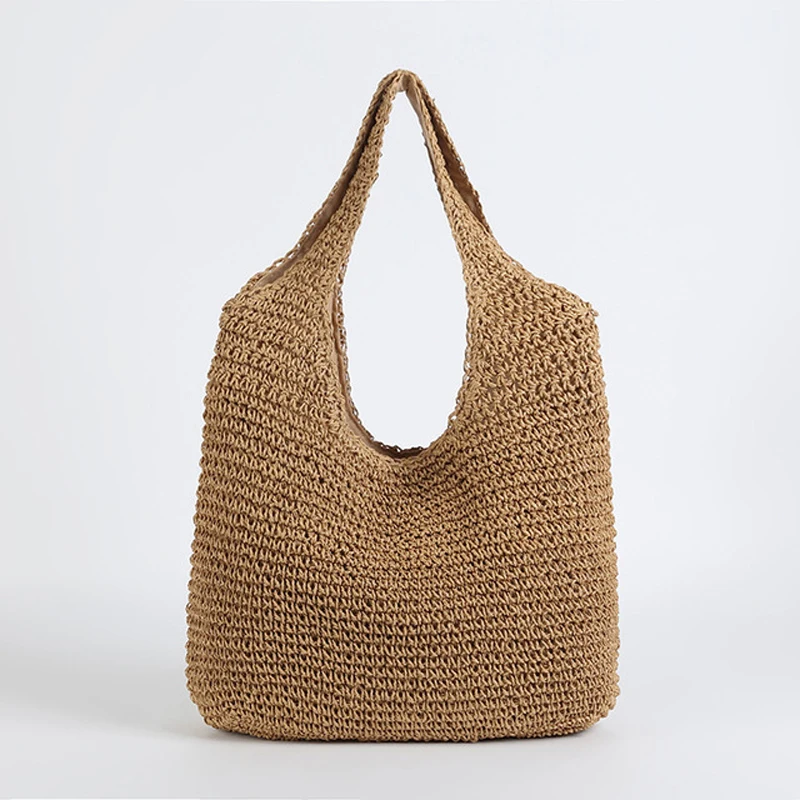 1 Pcs Fashion Rattan Women Shoulder Bags Wikcer Woven Large Capacity Female Handbags Summer Beach Straw Bags Casual Totes Purses