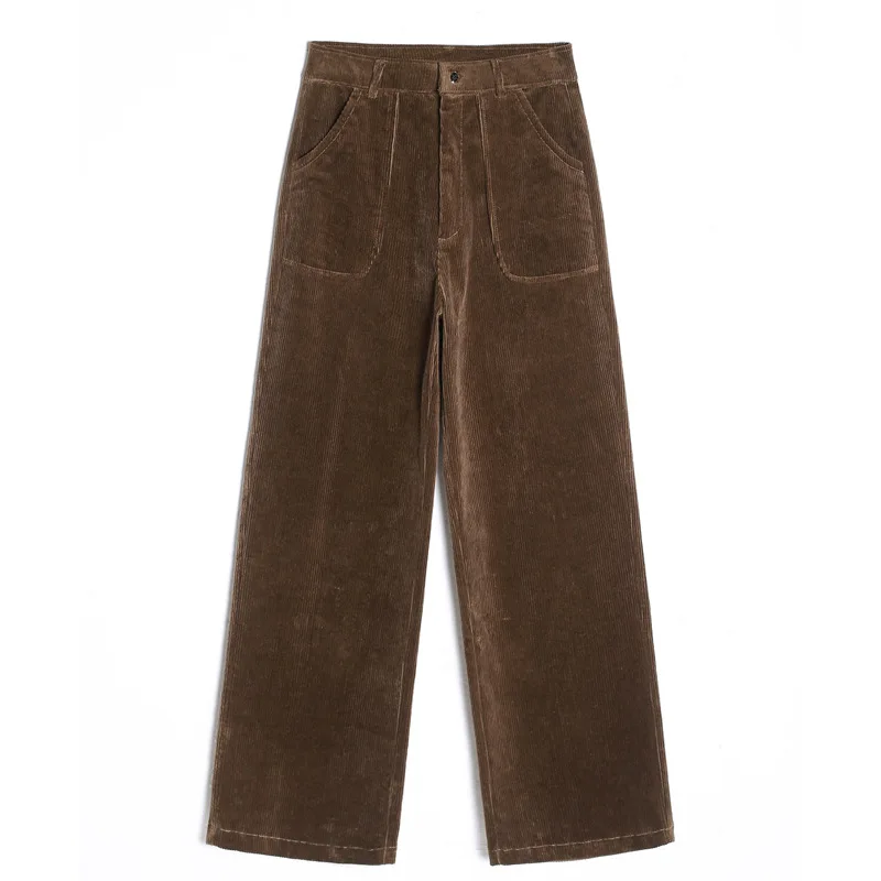 

autumn winter Plus velvet thick corduroy wide-leg pants women's high waist loose casual mopping drape straight leg velvet pants