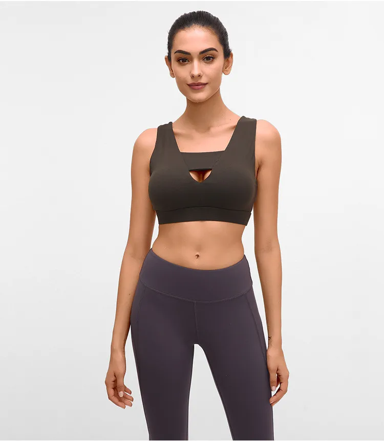 New Shockproof Sports Bra Women Gym Fitness Push Up Bras Deep V sexy hollow Yoga Bra Back Cross Ladies Run Bras fitness Top