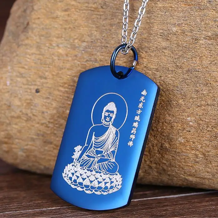 LOOKER 2021 религиозное ожерелье с Буддой из нержавеющей стали синий жетон для