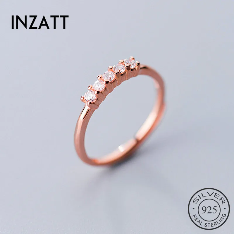 INZATT Настоящее серебро 925 проба с цирконом, изменяемого размера кольца для модные женские туфли минималистский ювелирные украшения милые аксессуары для подарок