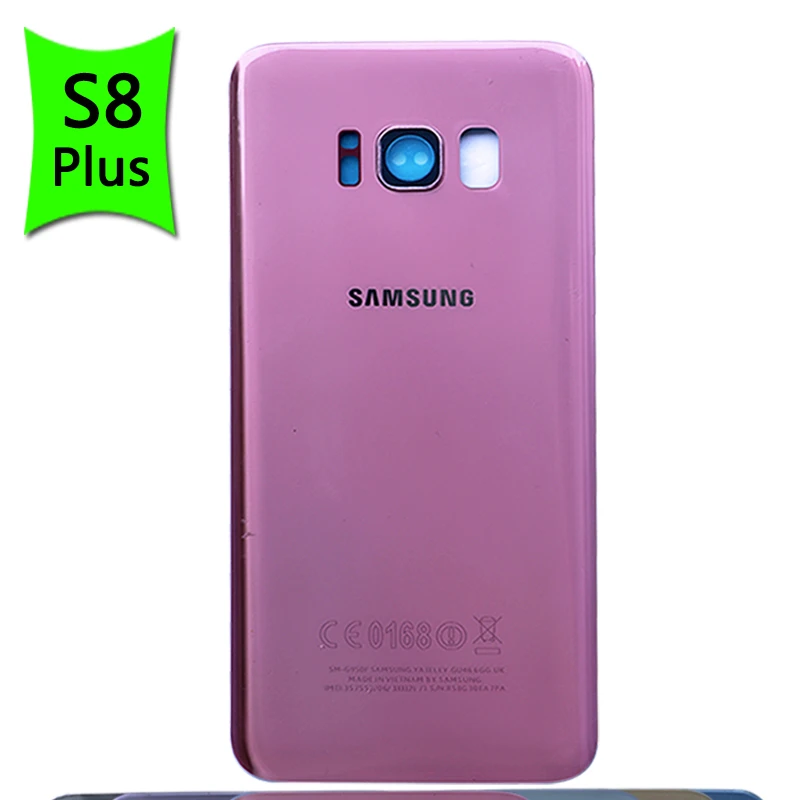 Для samsung Galaxy S8 Plus G950 G955 задняя крышка батарейного отсека стеклянный корпус для S8P S8 задняя крышка батарейного отсека - Цвет: S8 Plus Pink Lens