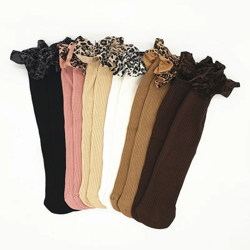 

Autumn and Winter Baby Leopard Print Western Style Girl's Tube Socks