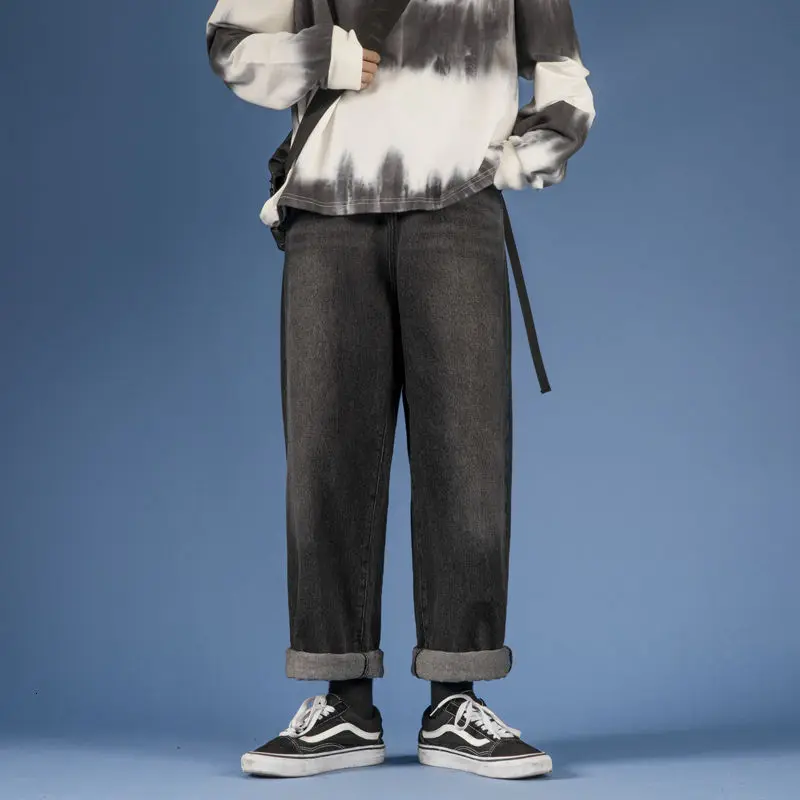 

Korean Wide-leg Jeans Men's Fashion Casual Retro Jeans Men Streetwear Wild Loose Hip-hop Straight Denim Pants Mens M-2XL