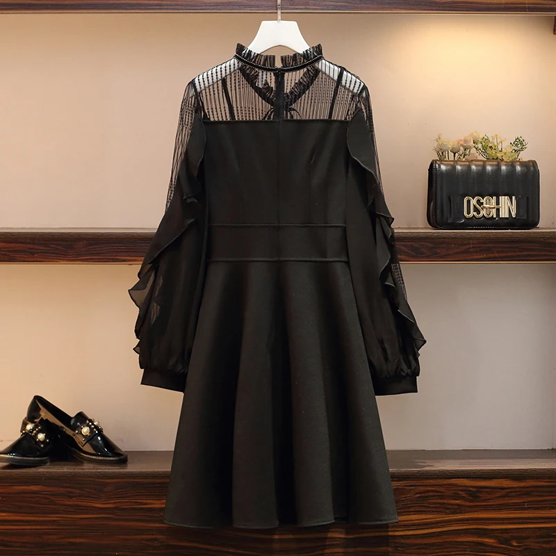 Осеннее винтажное Черное вечернее платье для женщин 2020 Большие размеры